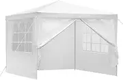 Instahut 3x3 Marquee Gazebo, Camping Tent Wedding Gazebos Garden Shed Outdoor Party Canopy Patio Carport Car, White 4 Window Wall Carry Bag Water Resistant and UV
