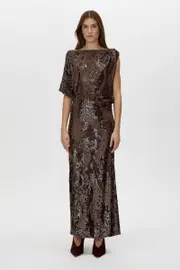 Hedione Sequin Dress in Mocha Brown - CAMILLA AND MARC® C&M