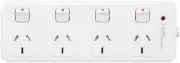HPM General Purpose 4 Outlet Switched Surge Protected Powerboard, White