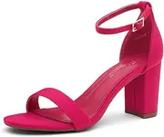 [Shoe Land] Madeline Womens Open Toe Ankle Strap Chunky Block Low Heel Dress Party Pump Sandals