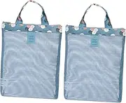 [Holibanna] 2pcs Fashion Mesh Beach Bag Lightweight Sundries Storage Bag for Summer Travel for Towels Water Bottles and Sunblock Easy Clean Design Floral