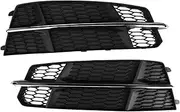 Pair Front Bumper Fog Light Grille Cover 4G0807681AN Replacement Compatible For AUDI A6 C7 2014 2015 2016 2017 2018 A6L Front Grille Grill(With Chrome)