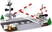 City Railway Intersection Building Blocks Set, Train Rails Accessories Railing Crossing Lifting Lever Construction Toy Compatible with Large Brands