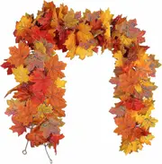175 CM Fall Maple Leaves Garland for Harvest Fall Decor, Halloween Thanksgiving Fall Decorations for Home Indoor Outdoor