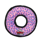 Tuffy Ultimate Ring Interactive Play Durable Dog Squeaker Toy Pink Leopard