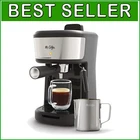 Single Serve Espresso & Cappuccino Maker with Milk Frother - Black Stainless