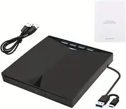 External USB-C 3.0 CD/DVD Reader Writer, 7-in-1 Disk Drive Adapter for PC/Laptop
