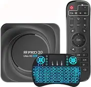Smart Android 11.0 TV Box 8GB RAM 128GB ROM RK3566 Quad-Core Cortex-A53 CPU Support 2.4G/5G WiFi BT 4.0 USB 3.0 10/1000M Ethernet 3D 4K 8K HD Media Box,with Mini Keyboard,8gb+64gb