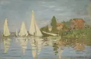 Claude Monet - Regattas at Argenteuil Giclee Fine Art Print on Canvas 36"