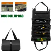 OZNALA Black Tool Roll Organizer Tool Roll Up Canvas Bag Tool Large Wrench Super Big Pouch