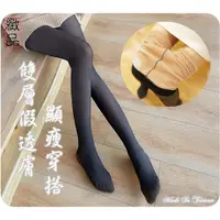 在飛比找蝦皮購物優惠-台灣製造 保暖雙層假透膚褲襪 一件式 外黑內膚 不易勾紗 絲