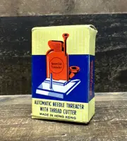 New Vintage 1970's Hong Kong Automatic Needle Threader Thread Cutter Box NOS