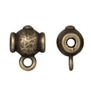 TierraCast Hammered Guru Beads, Brass Ox Plated Pewter (Pkg. of 4)