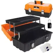 17-Inch Tool Box Organizer 3-Layer Multiplication Plastic Storage Toolbox wit...