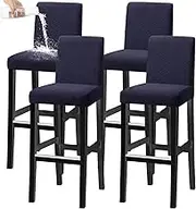 Bar Chair Stool Covers, Stretch Removable Washable Chair Slipcover for Short Swivel Dinning Chair Back Chair Bar Stool Chair (Navy,Set of 4)