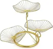 OwnMy 3-Tier Fruit Basket Stand Decorative Iron Fruit Bowl, Metal Wire Fruit Holder Storage Trays Table Countertop Holder for Vegetables Bread Snack, Modern Fruit Bowls for Kitchen Home Use (Gold)