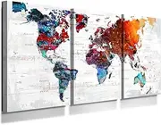 [JIMHOMY] Wall Art for Office Pictures for Living Room Wall Decorations Bedroom Wall Decor for Women Girl Large Map of the World Canvas Art Wall Decor Classroom Decor