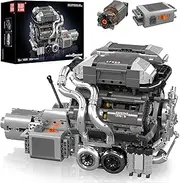 Mould King 10201 W16 Engine Model Kit That Runs - Build Your Own Mini Engine, Car Engine Replica Build Blocks Set, Engeering Toy for Kids/Adults, Home or Office Décor (1922 Pcs)