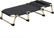 Iron Alloy Foldable Camping Bed with Pillow Height Adjustable Outdoor Camping Bed Simple Folding Guest Bed for Adults