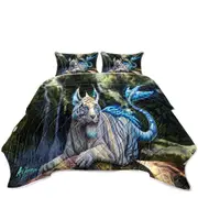 Fantasy Art White Nero Tiger Coverlet