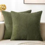Corduroy Pillow Covers Pack of 2 Boho 16" x 16" (Pack of 2) Olive Green