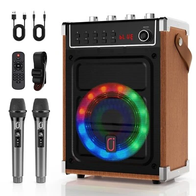 JYX Karaoke Machine with 2 UHF Wireless Microphones, Bluetooth Speaker with B...
