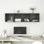 NNEVL Wall Cabinets 4 pcs High Gloss Grey 37x37x37 cm Chipboard