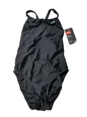 TYR Youth Solid Black Diamondback Swimsuit: Size 26: Brand New With Tags