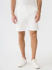 White Elastic Waist Chino Shorts