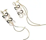 [Hohopeti] Number Earrings with Tassel Fashion Drop Earrings for Women Party Decorative Jewelry