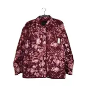 Talbots Quilted Barn Jacket Pink Rose Size XL Purple Buttons Pockets NWT