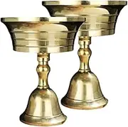 Luxshiny 2pcs Ghee Lamp Butter Lamp Holder Buddhist Candlestick Votive Tealight Holder Brass Oil Lamp Candle Holder Votive Tealight Candle Stand for Buddhist Altar Supplies Gold 6cm