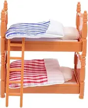 DOITOOL Dollhouse Bunk Bed Toy Set of Miniature Decorative Double Beds for Dollhouses