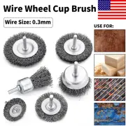 6Pcs Wire Wheel Cup Brush Set 0.3mm Stainless Steel Wire Shank Drill Attachments