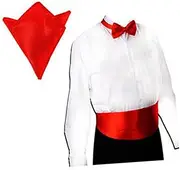 [CHILDWEET] 3pcs Handkerchiefs for Men White Handkerchiefs Gold Suits for Men Red Bow Ties for Men Red Tie Men s Satin Bow Tie Blue Men's Satin Bow Tie Men's Cummerbund Men's Handkerchief Belt
