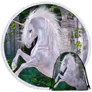 Some Enchanted Evening Magical Unicorn Round Beach Towel