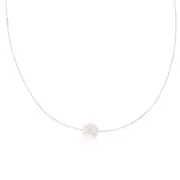 Sterling Silver 10-12mm White Fresh Water Pearl On Adjustable Choker Chain