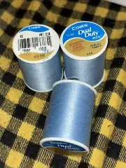 3 Lot Coats & Clark Light Blue 4e Dual Duty Sews All Fabrics Thread 300 Yd Ea