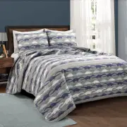Lush Decor Stone Age Dinosaur Quilt, 3 Piece Set, Full/ Queen, Navy & Gray -T...