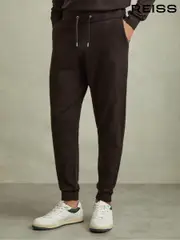 Reiss Coco Brown Billings Merino Wool Blend Drawstring Joggers (E04242) | $260