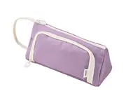 Pencil Case with Handle Smooth Zipper Polyester Compartment Design Stationery Storage Bag School Supplies -Purple