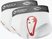 Shock Doctor 2-PACK Core Brief w/BioFlex Supporter Cup BOYS S 22-24 waist