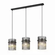Telbix Lighting Quilo 3LT 75W Bar Pendant - Black Matt/Smoke