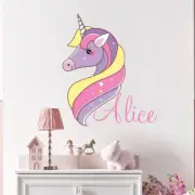 Wall Decal Girls Name Unicorn Vinyl Sticker Nursery Room Decor Custom Name MA420