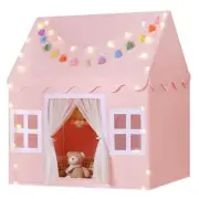 Kids Play Tent Indoor: with Mat, Tassel Garland, Star Lights - Pink Girl Tent...
