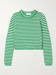 [La Ligne] La Ligne - Mini Marina Striped Cotton Sweater - Green - x small x small Green