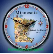 Minnesota State Map 1858 Wall Clock, Garage Art HDGA