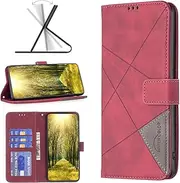 HMLTD Magnetic Buckle Flap Simplicity Phone Cover Compatible with Nokia C02 C 02 Anti-Fall Magnetic Flip Case Full Body Protective Shell Card Slot Wallet Clip (Red,Nokia C02)