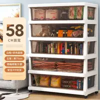 在飛比找momo購物網優惠-【IDEA】58面寬透明大容量五層帶輪收納櫃(二色任選)