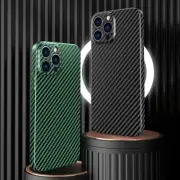 For iPhone 14 13 15 16 Pro Max Shockproof Carbon Fiber Texture Leather PC Case